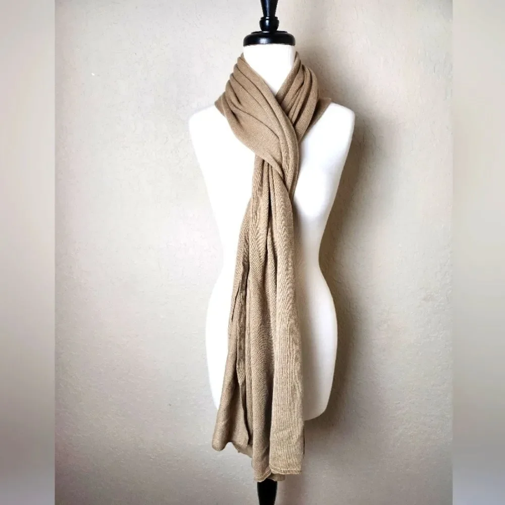 Todd & Duncan Plaited Cashmere At Lochleve Scotland Scarf Tan 76x23